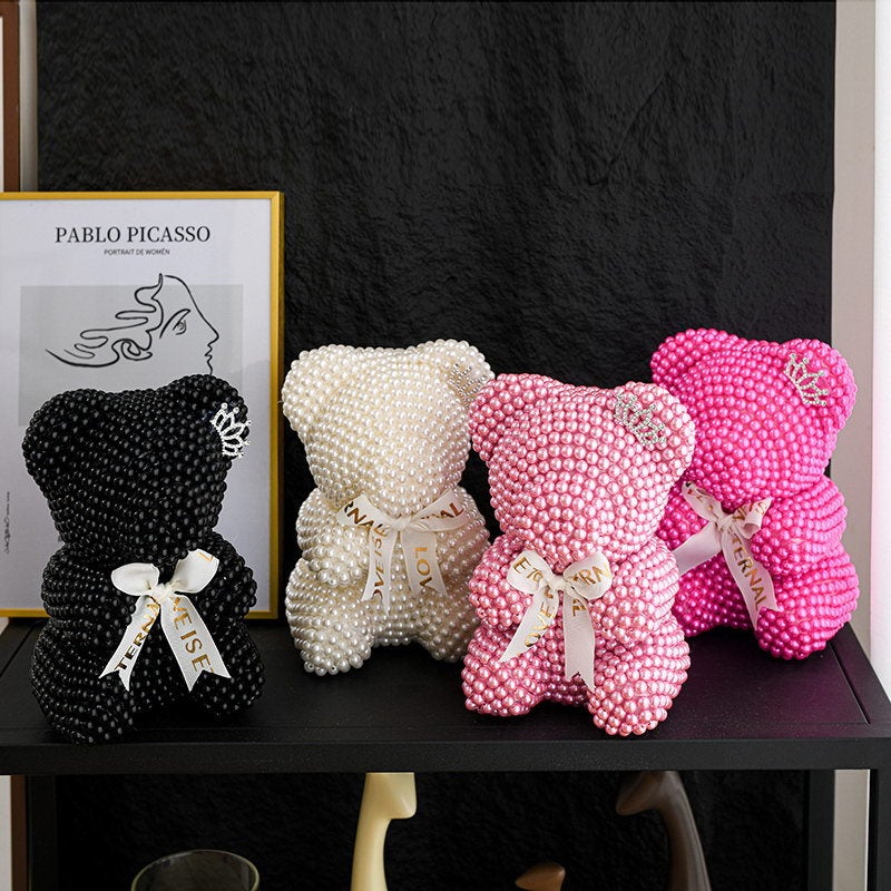 520 Mother'S Day Gift Valentine'S Day Gift Simulation Flower Pearl Bear Creative Birthday Eternal Flower Rose Bear - Image 2